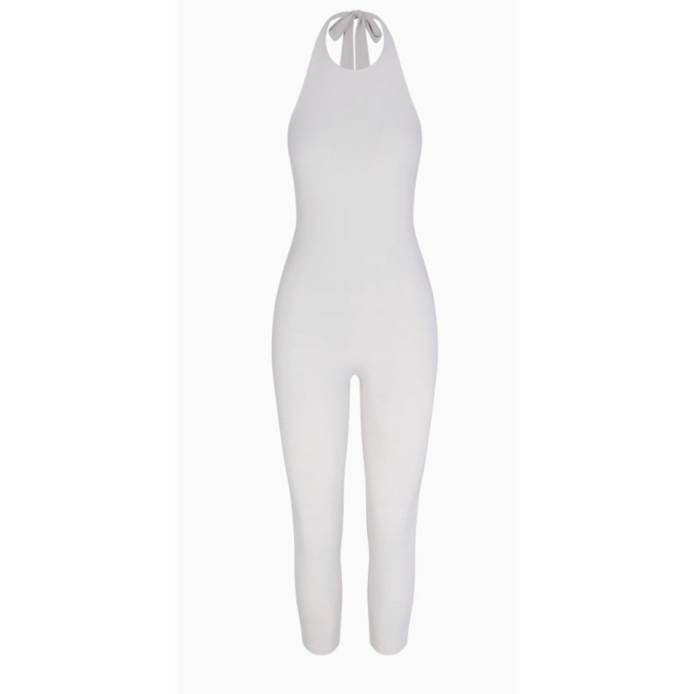 KHY By‎ Kylie Jenner Lt Gray Halter Neck Capri Catsuit Large NWT Jumpsuit